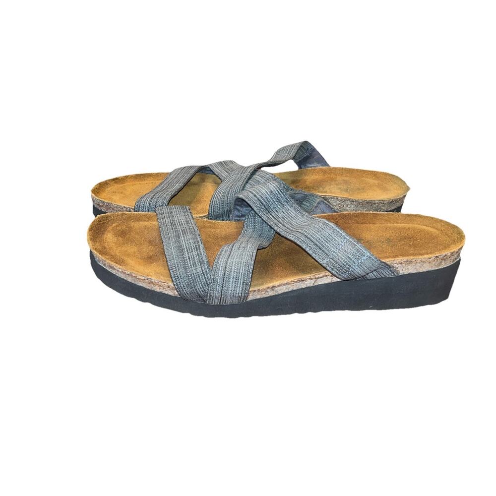 Women’s NAOT Naomi gray stretch fabric comfort slide sandals size 10 / 41 Note